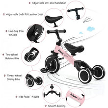 Load image into Gallery viewer, 3 in 1 3 Wheel Kids Tricycles with Adjustable Seat & Handlebarfor Ages 1-3-Pink