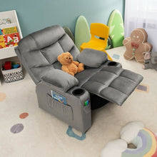 Load image into Gallery viewer, Adjustable Lounge Chair with Footrest and Side Pockets for Children-Gray