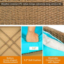 Load image into Gallery viewer, 4PCS Patio Rattan Furniture Set with Wooden Side Table