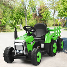 Load image into Gallery viewer, 12V Kids Ride On Tractor with Trailer Ground Loader-Green