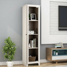 Load image into Gallery viewer, Linen Tower Bathroom Storage Cabinet Tall Slim Side Organizer with Shelf-White