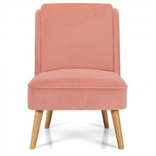 Load image into Gallery viewer, Velvet Accent Chair with Rubber Wood Legs for Living Room-Pink