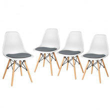 Load image into Gallery viewer, 4Pcs Mid Century Dining Chair with Linen Cushion-White