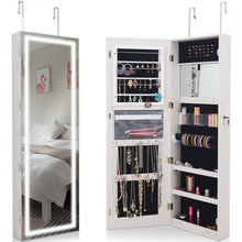 Load image into Gallery viewer, Door Wall Mount Touch Screen Mirrored Jewelry Cabinet-White
