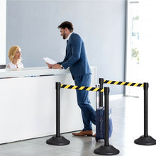 Load image into Gallery viewer, 2 Pcs Stanchion Post Crowd Control Barriers Queue Pole w/Retractable Belt-Yellow