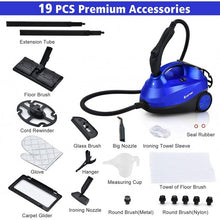 Load image into Gallery viewer, 2000W Heavy Duty Multi-purpose Steam Cleaner Mop with Detachable Handheld Unit-Blue
