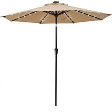 Load image into Gallery viewer, 9 Ft and 32 LED Lighted Solar Patio Market Umbrella Shelter with Tilt and Crank-Beige