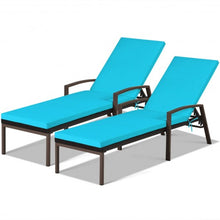 Load image into Gallery viewer, 2 pcs Patio Rattan Adjustable Back Lounge Chair-Turquoise