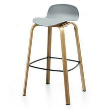Load image into Gallery viewer, Set of 2 Modern Barstools Pub Chairs with Low Back and Metal Legs-Gray