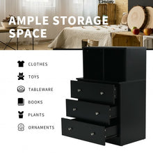 Load image into Gallery viewer, 3 Drawer Dresser with Cubbies Storage Chest for Bedroom Living Room-Black