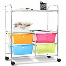Load image into Gallery viewer, 4 Drawers Shelves Rolling Storage Cart Rack-Multicolor