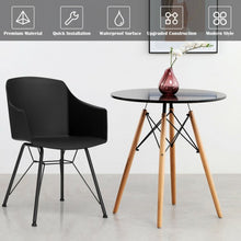 Load image into Gallery viewer, Set of 2 Metal Frame Modern Molded Shell Plastic Dining Chair-Black