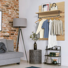 Load image into Gallery viewer, Wall-Mounted Clothes Hanger Rack Shelf with 5 Hooks and Hanging Rod
