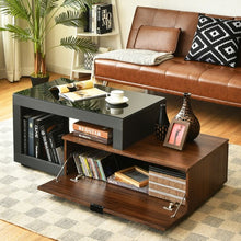 Load image into Gallery viewer, Modern Chic Glass Top Cocktail Coffee Table with Storage Cabinet