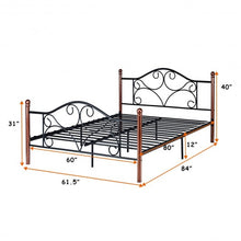 Load image into Gallery viewer, Queen Size Steel Bed Frame with Stable Platform and Metal Slats-Black