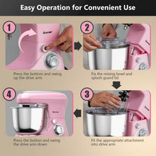 Load image into Gallery viewer, 5.3 Qt Stand Kitchen Food Mixer 6 Speed with Dough Hook Beater-Pink