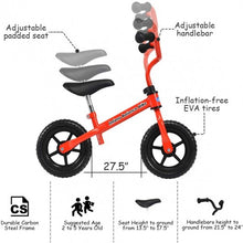 Load image into Gallery viewer, Adjustable Toddler Running Balance Bike with Non-slip Handle-Red