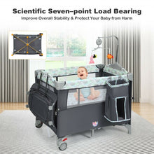 Load image into Gallery viewer, 5-in-1 Portable Baby Beside Sleeper Bassinet Crib Playard w/Diaper Changer-Gray
