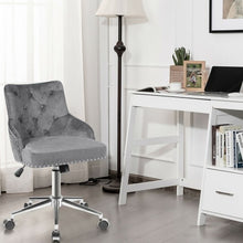 Load image into Gallery viewer, Tufted Upholstered Swivel Computer Desk Chair with Nailed Tri-Gray