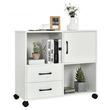 Load image into Gallery viewer, Mobile File Cabinet with Lateral Printer Stand and Storage Shelves -White
