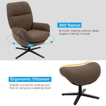 Load image into Gallery viewer, Modern Swivel Rocking Chair and Ottoman Set with Aluminum Alloy Base-Coffee