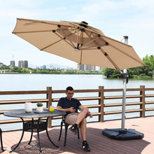 Load image into Gallery viewer, 12ft 360? Rotation Aluminum Solar LED Patio Cantilever Umbrella-Beige
