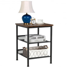 Load image into Gallery viewer, 3-Tier Industrial End Side Table Nightstand Adjustable Shelves
