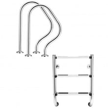 Load image into Gallery viewer, Split Swimming Pool Ladder Stainless Steel 3-Step Ladder and 2 Handrails