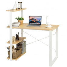 Load image into Gallery viewer, Reversible Computer Desk Study Table Home Office w/Adjustable Bookshelf-Natural