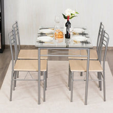 Load image into Gallery viewer, 5 pcs Dining Set Glass Table and 4 Chairs