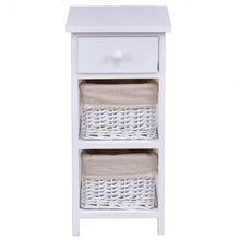 Load image into Gallery viewer, Wooden Morden Nightstand with 2 Wicker Rattan Drawers