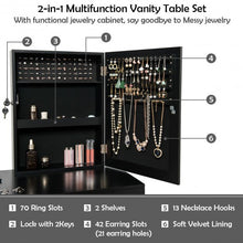 Load image into Gallery viewer, Vanity Dressing Table Set Lockable Jewelry Cabinet with Mirror-Black