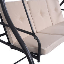 Load image into Gallery viewer, 3 Seats Converting Outdoor Swing Canopy Hammock w/ Adjustable Tilt Canopy-Beige