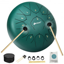 Load image into Gallery viewer, Steel Tongue Handpan Drum 13 Notes 12�-Green