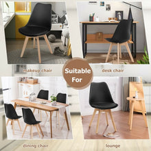 Load image into Gallery viewer, Set of 4 Dining Chair Mid Century Modern Shell PU Seat with Wooden Leg-Black