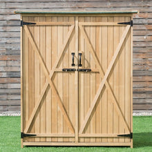 Load image into Gallery viewer, 64" Wooden Storage Shed Outdoor Fir Wood Cabinet