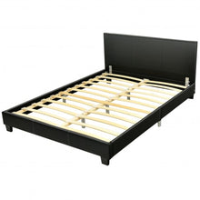 Load image into Gallery viewer, Queen Upholstered Platform Bed Frame with Linen Headboard Wood Slat-Black