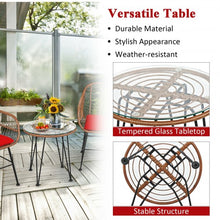 Load image into Gallery viewer, 3 Pcs Patio Rattan Bistro Set with Cushion-Red