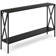Load image into Gallery viewer, 2 Tier Narrow Accent Side Entryway Metal Frame Console Table -Coffee