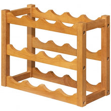 Load image into Gallery viewer, 3-Tier Bar Kitchen 12-Bottle Wine Display Holder with Wooden Tabletop