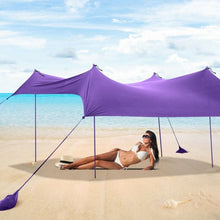 Load image into Gallery viewer, 7' x 7' Family Beach Tent Canopy Sunshade w/ 4 Poles-Purple