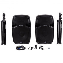 Load image into Gallery viewer, 2000 W Dual 12" 2-Way Powered Speakers with Bluetooth