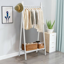 Load image into Gallery viewer, A-Frame Wood Clothing Hanging Rack with Storage Shelf-White