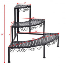 Load image into Gallery viewer, 3-Tier Corner Metal Flower Ladder Plant Stand