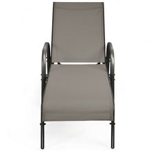 Load image into Gallery viewer, 2 Pcs Outdoor Patio Lounge Chair Chaise Fabric with Adjustable Reclining Armrest-Brown