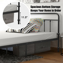 Load image into Gallery viewer, Full Size Metal Bed Frame with Steel Slats Headboard-Black