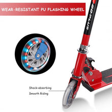 Load image into Gallery viewer, Folding Aluminum Kids Kick Scooter with LED Lights-Red