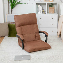 Load image into Gallery viewer, 14-Position Floor Chair Lazy Sofa with Adjustable Back Headrest Waist-Coffee