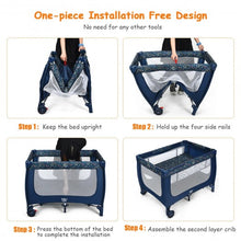 Load image into Gallery viewer, Portable Baby Playpen with Mattress Foldable Design-Blue