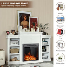 Load image into Gallery viewer, 70" Modern Fireplace Media Entertainment Center with Bookcase-White